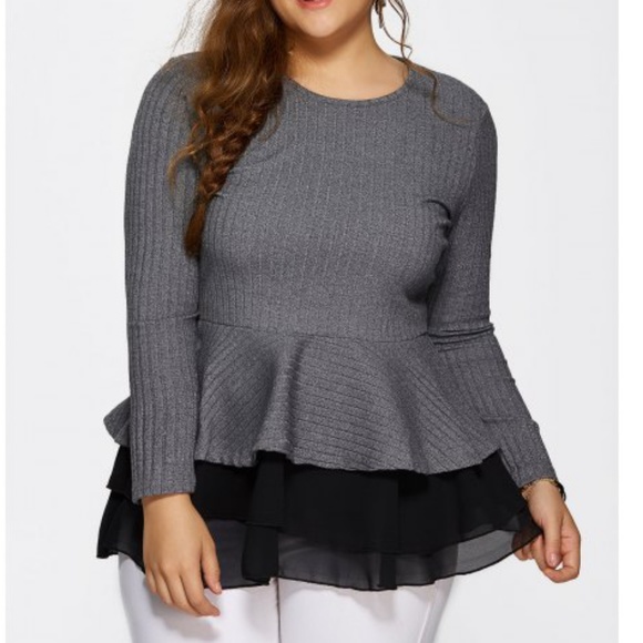 Sweaters - New Plus Size Peplum Sweater Top